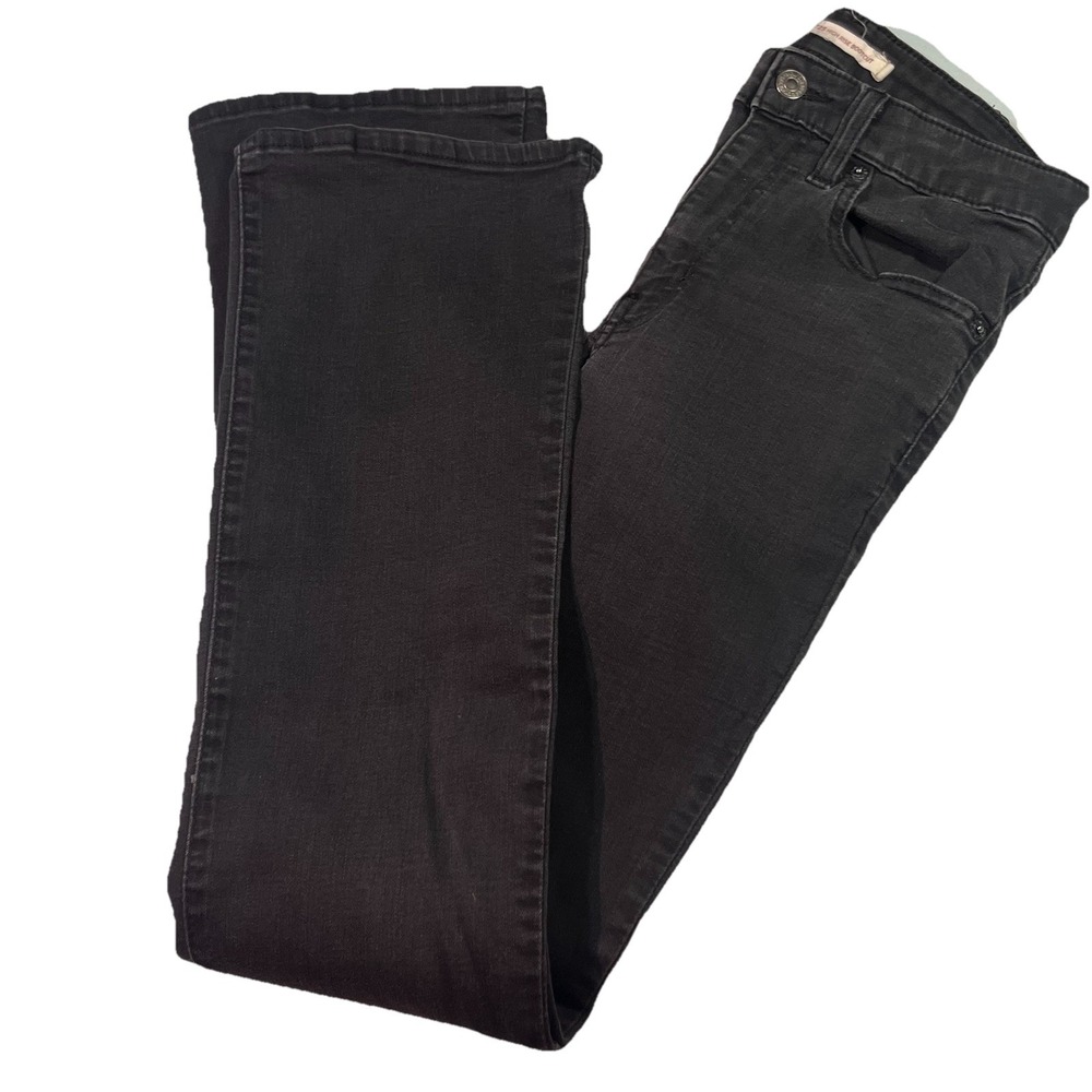 Women's Levi's 725 High Rise Bootcut Jeans Black Stretch Denim 27 X 32‎ EUC